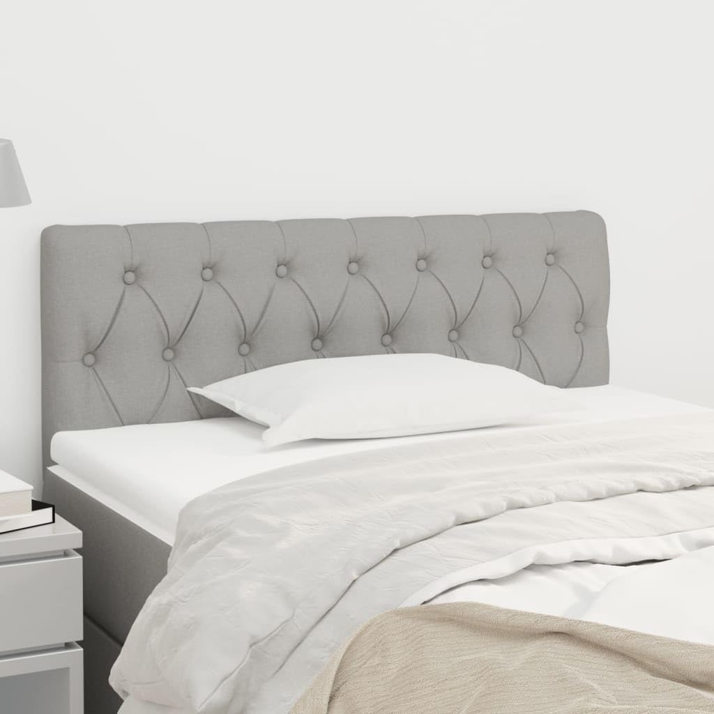 vidaXL Fabric Upholstered Headboard in Light Gray, Classic Design, Engineered & Solid Larch Wood, Foam Filled, 39.4"x2.8"x30.7"/34.6"