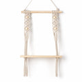 Zawi Macrame Wall Hanging Shelf With Wooden Dowel, Wood Floating Shelf For Plants & Decor, Handwoven Boho Wall Shelf For Living 