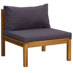 vidaXL 6-Piece Patio Lounge Set - Solid Acacia Wood Construction with Dark Gray Cushions - Suitable for Outdoor Use - Includes Table, Corner & Middle Sofas