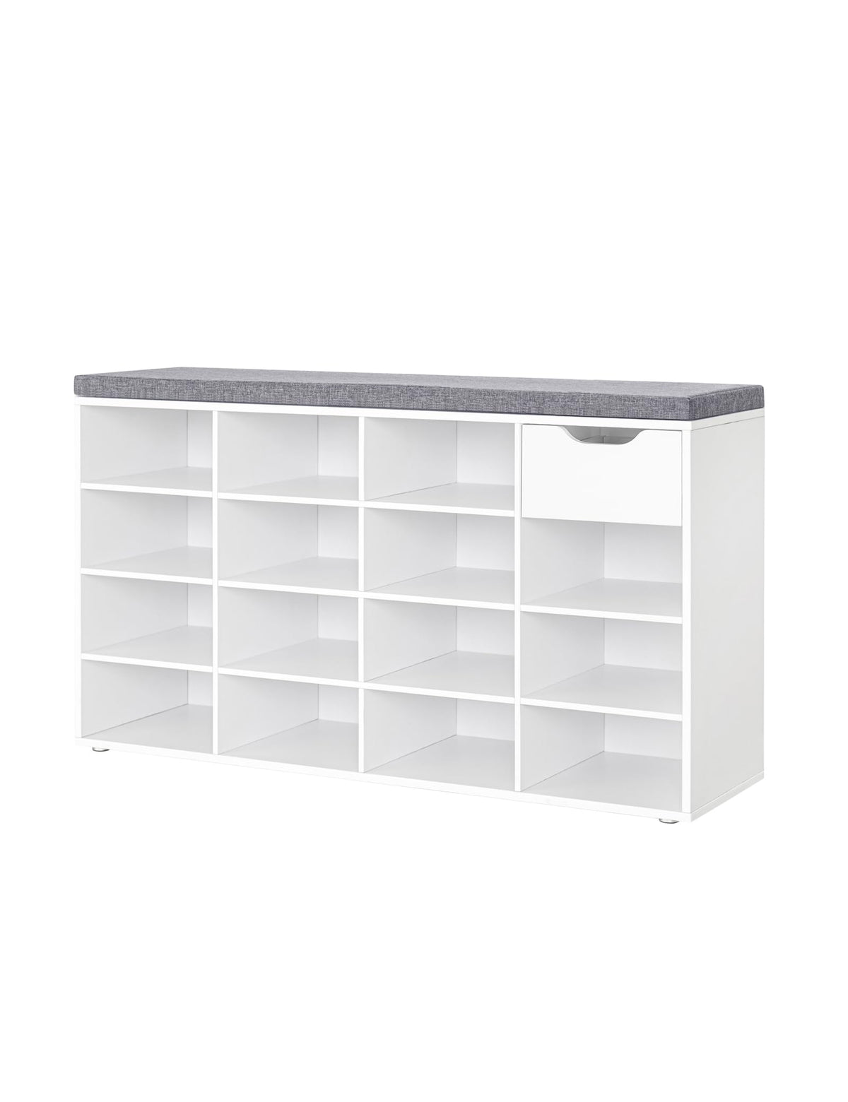 DINZI LVJ Shoe Bench, Entryway Storage Bench with Drawer and 15 Cubbies, Cubby Shoe Rack with Adjustable Shelves, Shoe Organizer