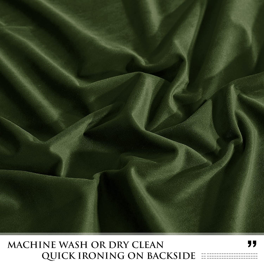 Stangh Moss Green Velvet Curtains - Luxury Green Bedroom Curtains Rod Pocket Blackout Room Darkening Window Drapes For Dining Ro