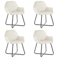 vidaXL Set of 4 Cream Velvet Dining Chairs with Armrests – Modern & Elegant Seating for Dining Room and Living Room, Comfortable and Durable