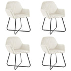 vidaXL Set of 4 Cream Velvet Dining Chairs with Armrests – Modern & Elegant Seating for Dining Room and Living Room, Comfortable and Durable