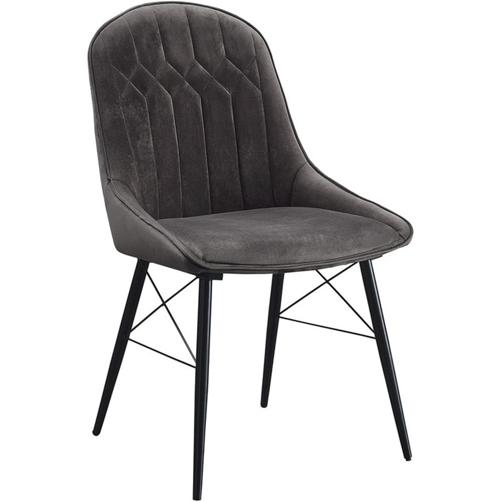 Acme Abraham Tufted Fabric Upholstery Side Chair in Gray and Black Set of 2