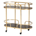 Baxton Studio Leighton Contemporary Glam And Luxe Gold Metal And Tempered Glass 2-Tier Wine Cart