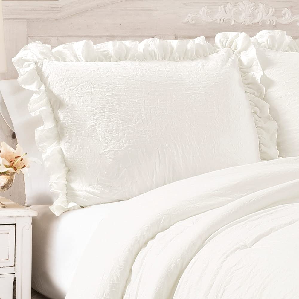 Lush Decor Reyna Ruffle Comforter Set - 3 Piece Cozy Ruffled Bedding Set - Timeless Elegance And Comfort For Bedroom - King, Lak