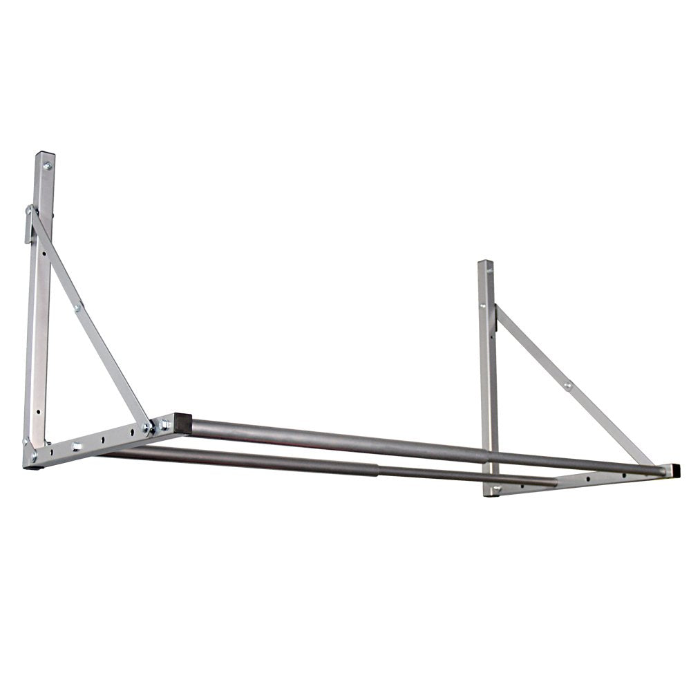 HyLoft 01031 Wall-Mounted Folding Tire Storage Loft Rack, 32 to 48 Inches Wide, Supports 300 Pounds and Folds Flat, Silver