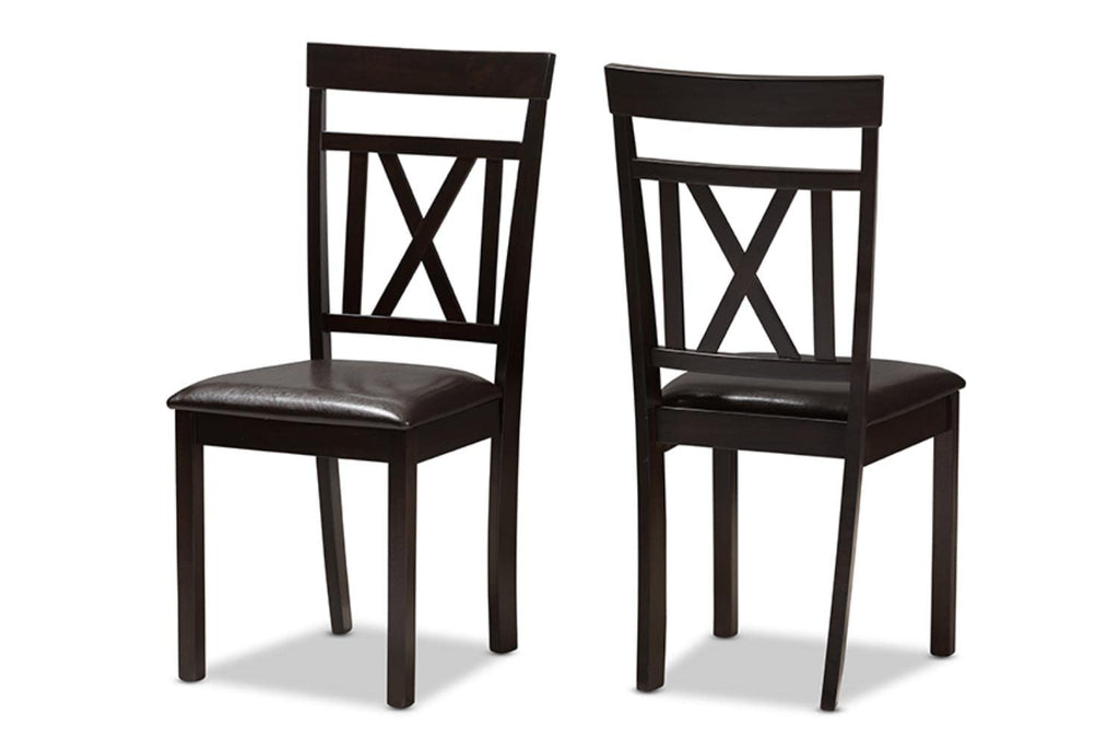 Baxton Studio Rosie Modern And Contemporary Dark Brown Faux Leather Upholstered 5-Piece Dining Set