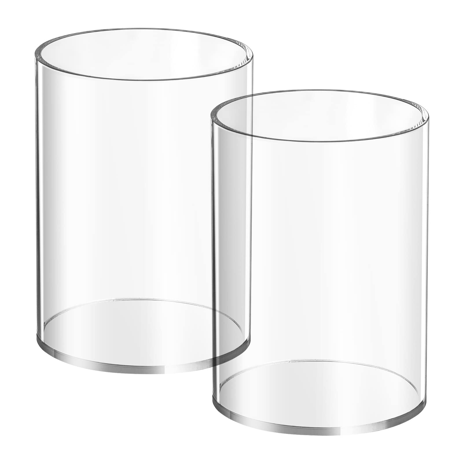 2 Pieces Clear Acrylic Pen Holder Round Acrylic Pencil Cup Clear Makeup Bush Holder Acrylic Desktop Stationery Organizer For Off