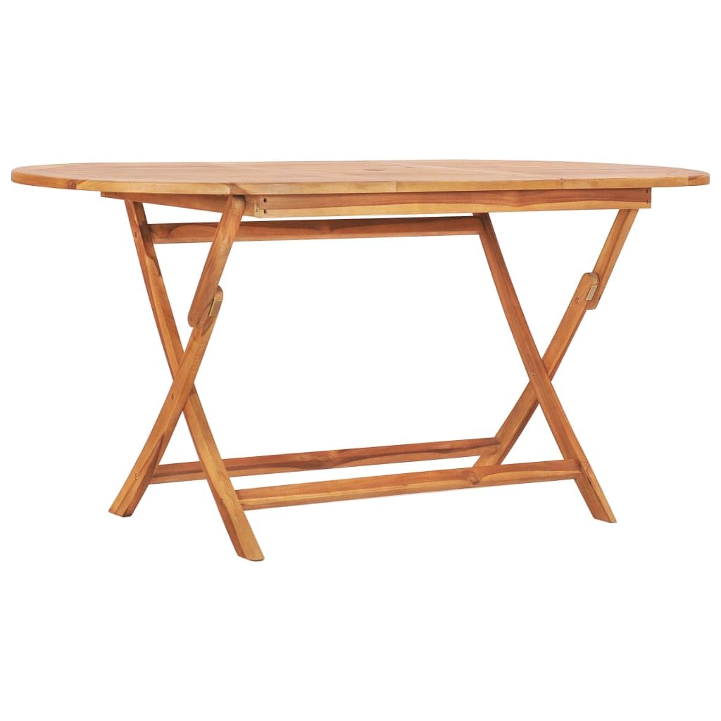 vidaXL Foldable Patio Dining Table, Indoor/Outdoor Use, Fine Sanded Teak Hard Wood, Weather-Resistant, Versatile Color Options, Easy Maintenance, 62.9"x31.4"x29.5"