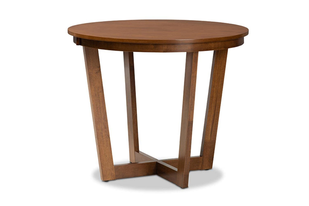 Baxton Studio Grey and Walnut 5-PC Dining Set Alena-Grey/Walnut-5PC Dining Set