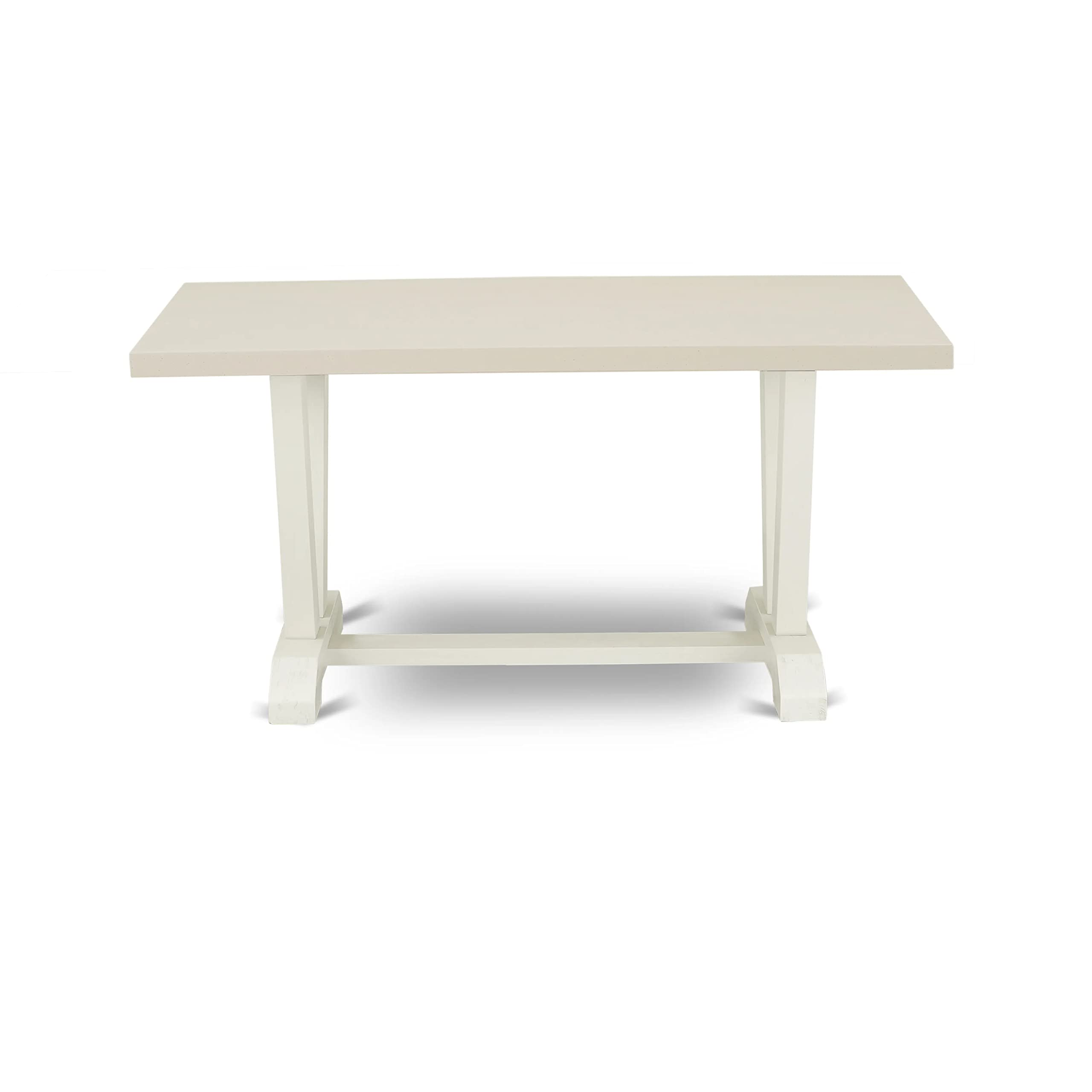 East West Furniture V2-026 3 Piece Dining Set Contains a Rectangle Dining Room Table with V-Legs and 2 Kitchen Table Bench, 36x60 Inch, Multi-Color