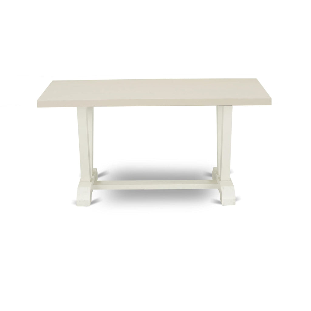 East West Furniture V2-026 3 Piece Dining Set Contains a Rectangle Dining Room Table with V-Legs and 2 Kitchen Table Bench, 36x60 Inch, Multi-Color