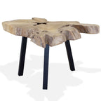 vidaXL Handmade Coffee/Side/End Table with Genuine Teak Tabletop - Vintage Design with Sturdy Steel Legs and Oil Finish (Dimension: 31.4x27.5x14.9) - 163 Characters.