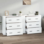 vidaXL 2x Sideboards Living Room Furniture Cupboard Storage Cabinet Highboard Home Organiser Sideboard Cabinet White Engineered Wood, Medium, 3185407