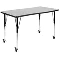 Flash Furniture Mobile 28"W X 47.5"L Rectangular Wave Collaborative Grey Thermal Laminate Activity Table - Standard Height Adjustable Legs