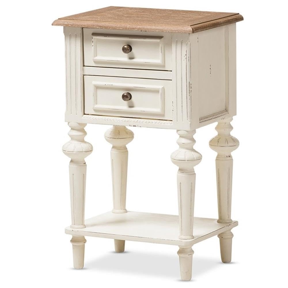 Baxton Studio Marquetterie French Provincial Style Two-Tone 2-Drawer and 1-Shelf Nightstand