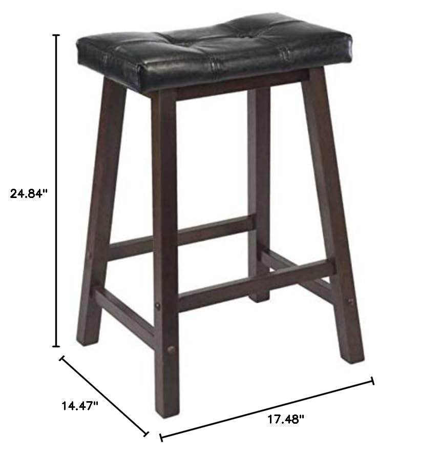 Ergode Mona Cushion Saddle Seat Counter Stool, Black & Walnut