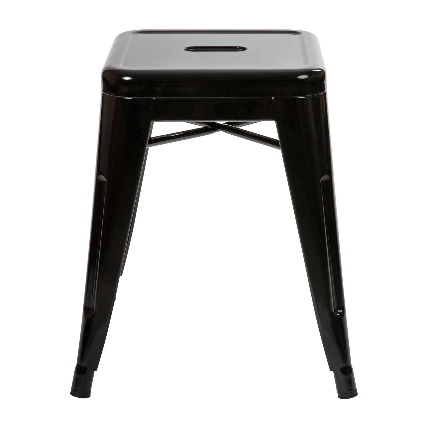 Flash Furniture Metal Dining Table Height Stool - Backless Black Kai Commercial Grade Stool - 18 Inch Stackable Dining Chair - Set of 4