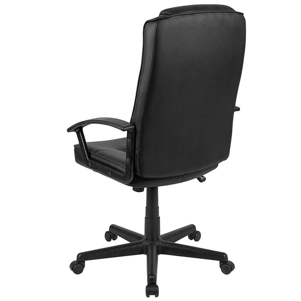 Flash Furniture Biscayne Flash Fundamentals High Back Black Leathersoft-Padded Task Office Chair With Arms
