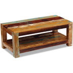 vidaXL Rectangular Coffee Table, Solid Reclaimed Wood Construction with Teak, Mango Wood, Acacia, Durable and Handmade for Living Room, Side Table, Couch Table, 35.4x17.7x13.8‘