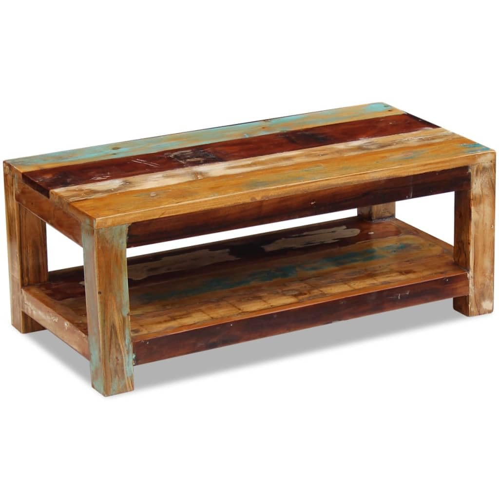 vidaXL Rectangular Coffee Table, Solid Reclaimed Wood Construction with Teak, Mango Wood, Acacia, Durable and Handmade for Living Room, Side Table, Couch Table, 35.4x17.7x13.8‘