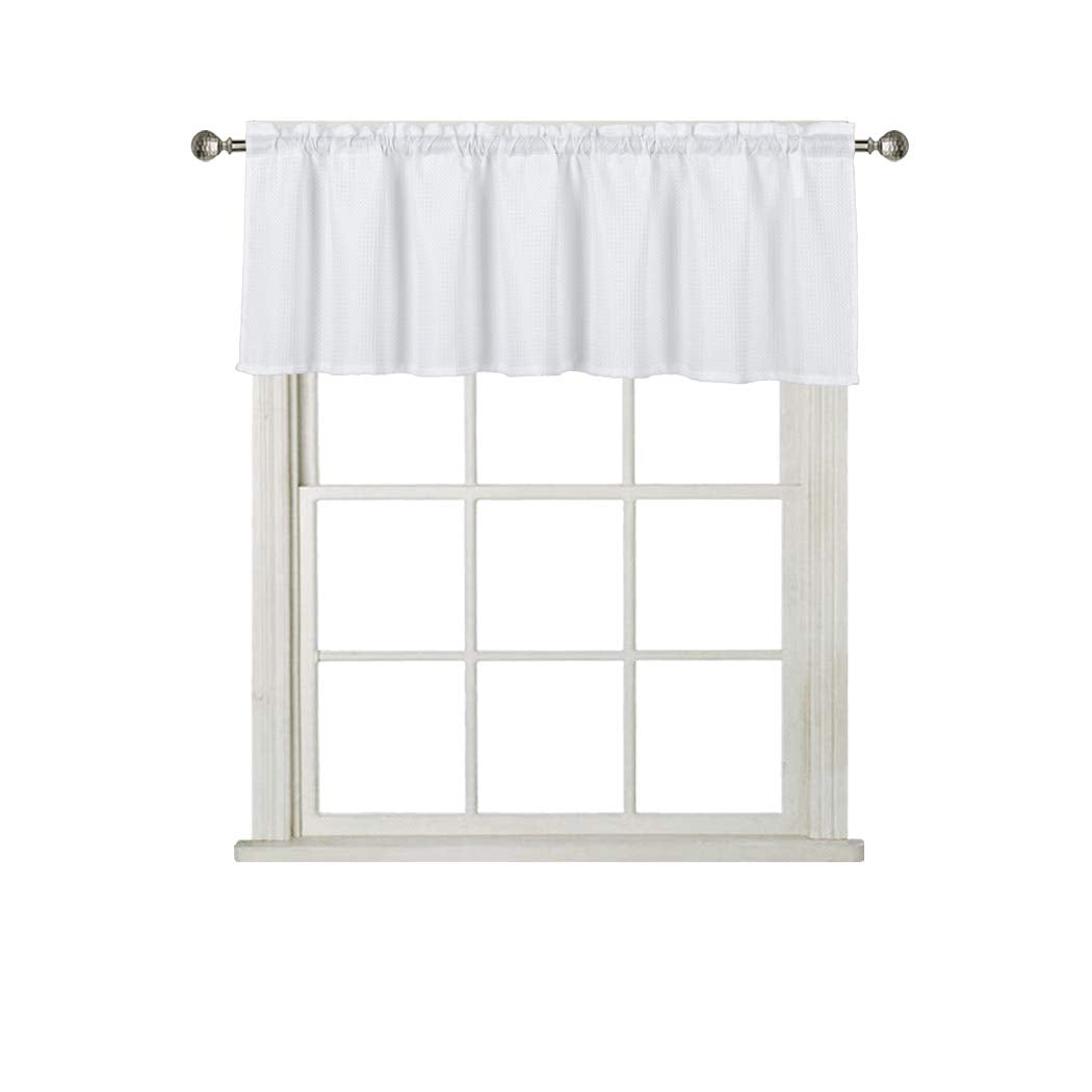 Home Queen Waffle Curtain Valance Window Treatment For Kitchen Bathroom Window, Straight Window Valance, Set Of 1, 60 X 16 Inch,