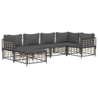 vidaXL Patio Lounge Set - 6-Piece Anthracite Poly Rattan Outdoor Furniture Set with Cushions - Weather-Resistant, Modular Design, Sturdy Steel Frame