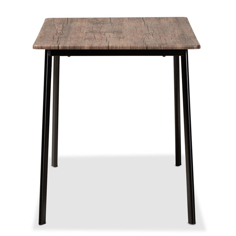 Baxton Studio Calder Mid-Century Modern Walnut Brown Finished Wood and Black Metal Dining Table