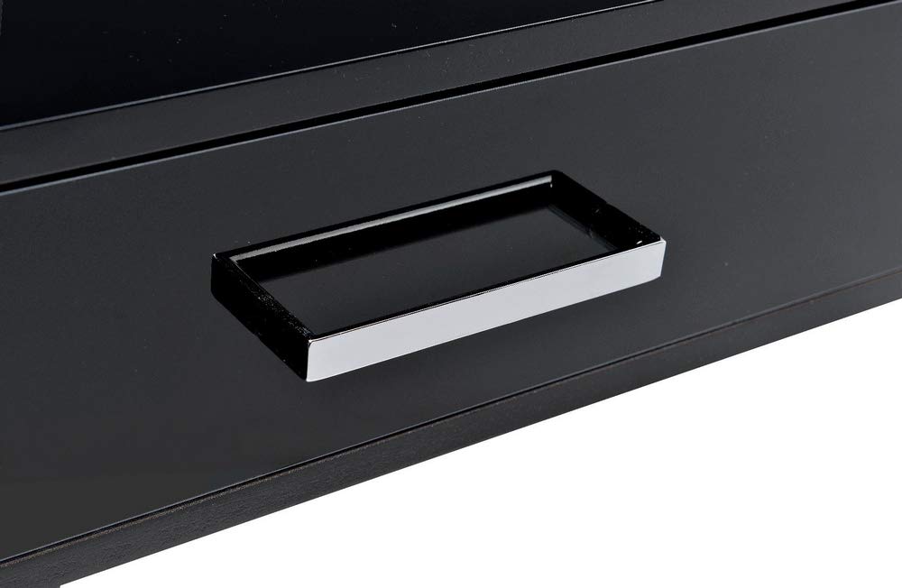 Acme Furniture Coleen Built-In Usb Port Writing Desk In Black High Gloss & Chrome Finish