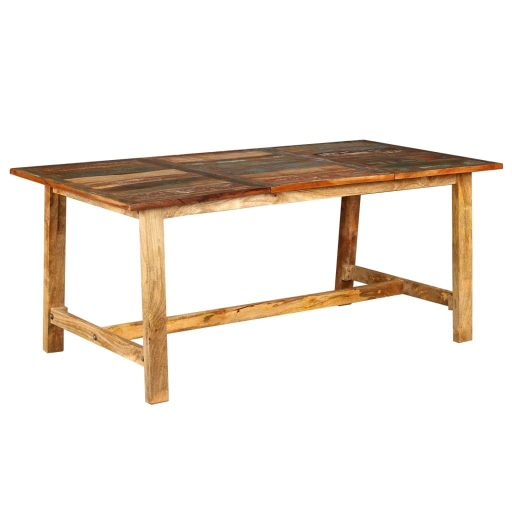 vidaXL Dining Table – Solid Reclaimed Wood | Rugged Industrial Look | Handcrafted Wooden Development | Strong & Robust Structure | Easy Assembly | Perfect for Kitchen/Dining Room