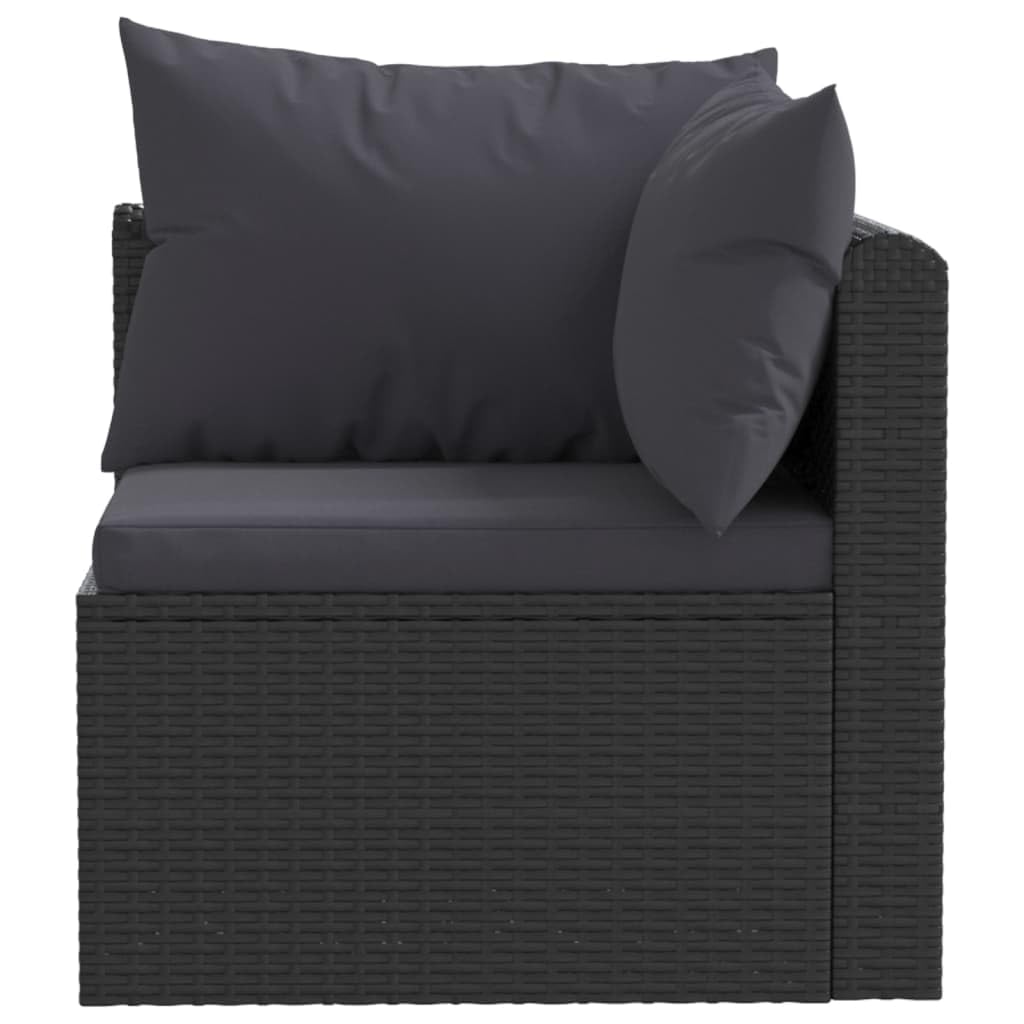 vidaXL Two-Piece Patio Sofa Set – Comfortable Outdoor Seating with Cushions - Durable Steel Frame and Handwoven PE Rattan - Black