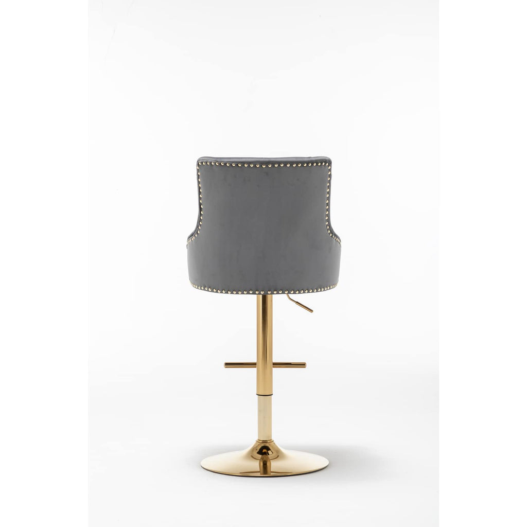 Best Master Furniture Adjustable Swivel Velvet Bar Stools With Gold Base (Set Of 2) B52 Grey (Velvet)