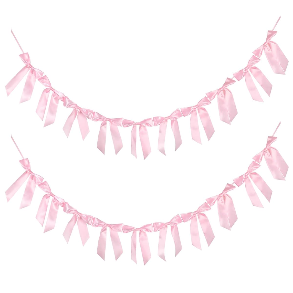 HASTHIP 2 Strings of 18PCS Pink Bow Garlands Banner Decoration,PreStrung Satin Ribbon Ornaments for Birthday,Bachelorette Party