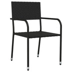 vidaXL 7-Piece Patio Dining Set in Elite Black - Weather-Resistant Poly Rattan and Sturdy Steel Material, Space-Saving Stackable Chairs, Rectangular Table with Tempered Glass Top’