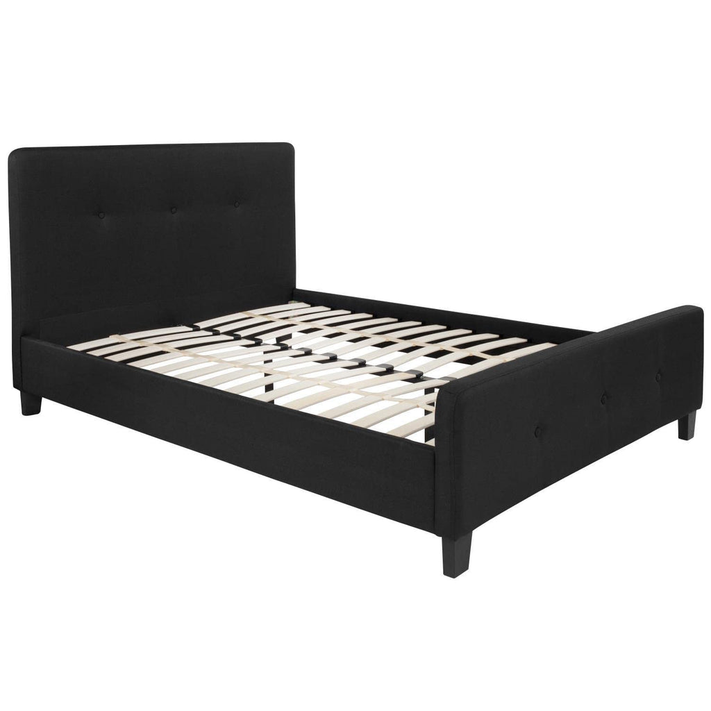 Flash Furniture Tribeca Full Size Tufted Upholstered Platform Bed In Black Fabric With 10 Inch Certipur-Us Certified Pocket Spring Mattress