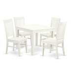 East West Furniture OXWE5-LWH-W 5 Piece Dining Room Table Set Includes a Square Kitchen Table and 4 Dining Chairs, 36x36 Inch, Linen White