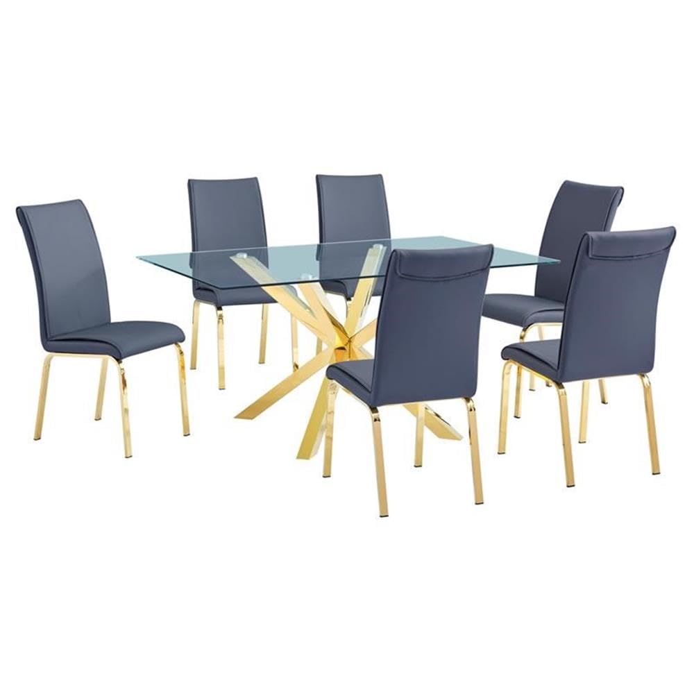 Best Quality Furniture 7 Piece Dining Furniture Set, Dark Gray
