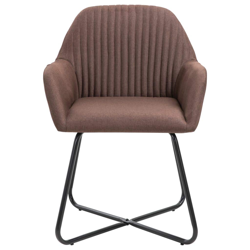 vidaXL Modern Dining Chairs - Brown Fabric with Armrests and Backrest - Stable and Comfortable Seating - Set of 2