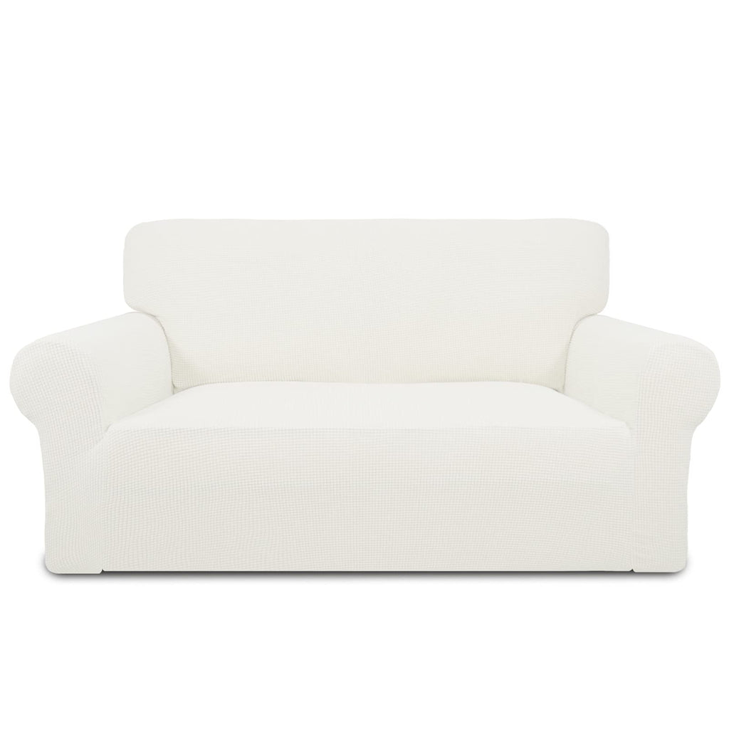 Purefit Stretch Loveseat Sofa Slipcover – Spandex Jacquard Non Slip Soft Couch Sofa Cover, Washable Furniture Protector With Non Skid Foam And Elastic Bottom For Kids (Loveseat, Cream)