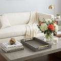 16 Gray Wood Faux Shagreen Serving Tray With Handles
