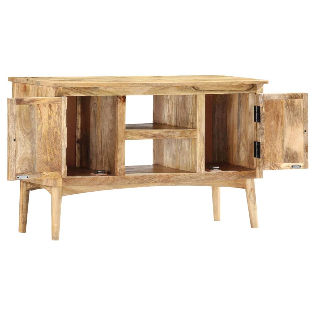 vidaXL Rustic Sideboard, Made of Solid Mango Wood - Farmhouse Style with Rough Look, Two Doors and Open Compartments for Versatile Use and Storage