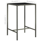vidaXL 5 Piece Patio Bar Set in Poly Rattan - Gray Color with Cushions - Stylish Design - Durable - Tempered Glass Top Table - Weather-Resistant - Easy to Maintain - Great for Outdoor Use