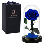 Forever Preserved Real Rose Christmas And Valentines Day Gifts For Mom, Women Gifts Blue Eternal Flower In Glass Gifts For Valen