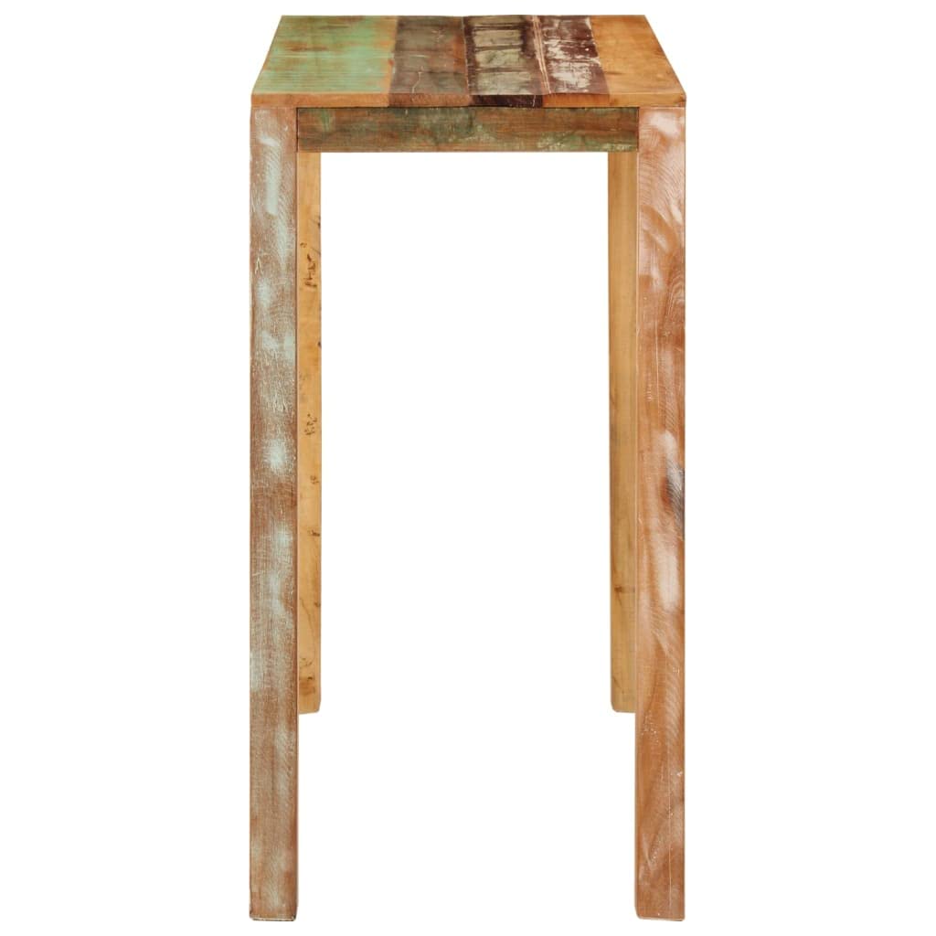 vidaXL Wood Reclaimed Solid Bar Table - 44.1&quot;x21.7&quot;x42.5&quot; Rustic Farmhouse Style, Multi-Color Finish Iron Frame, Environmentally Friendly, Handmade Unique Dining Room Furniture