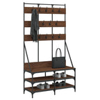 vidaXL Modern Clothes Rack with Shoe Storage - Durable Engineered Wood Coat Stand - Compact, Stylish Design - Brown Oak