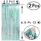 Blue Tinsel Foil Fringe Curtains Under The Sea Baby Shower Birthday Photo Backdrops Wedding Happy New Years Christmas Party Deco