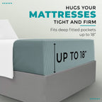 Feather & Stitch 100% Cotton 1 Piece Damask Stripe Twin Fitted Sheet 500 Thread Count Granite Green 18' Extra Deep Pocket Sateen Weave Stretchable Boxer Elastic Fits Mattress Perfectly