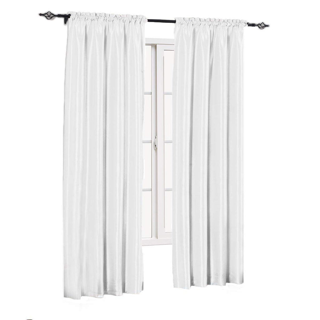 sheetsnthings Soho Faux Silk, 84-Inch Wide x 108-Inch Long, Polyester, Set of 2 Curtain Panels, White