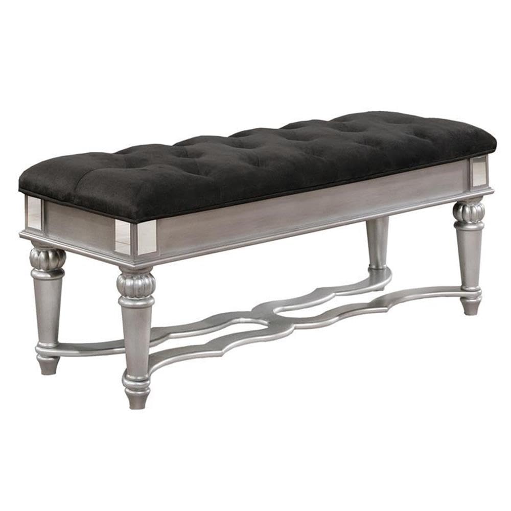 Black Velvet Beside Bench with Tufted Seats